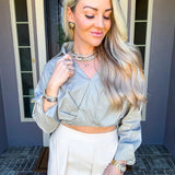 Society Style Cropped Blouse - Sage