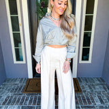 Society Style Cropped Blouse - Sage