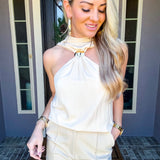 Champagne Coast Scarf Detail Top