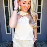 Champagne Coast Scarf Detail Top