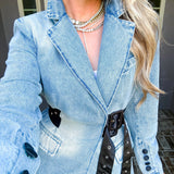 Denim Agenda Belted Blazer