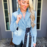 Denim Agenda Belted Blazer