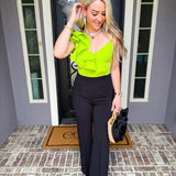 Meet Me In Cabo Ruffle Bodysuit - Lime Green
