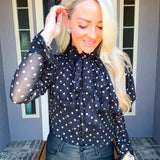 Paris Strolling Polka Dot Blouse