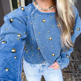 The Glam Code Gold Detail Denim Top