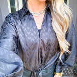 The V List Tie Blouse - Black