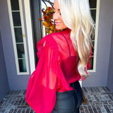 Crimson Affair Ruffle Blouse