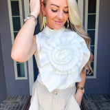 Runway Ready Rose Top - White