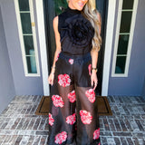 Parisian Garden Sheer Overlay Pants