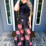 Parisian Garden Sheer Overlay Pants