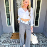 Office Hours Contrast Waistband Trousers