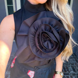 Runway Ready Rose Top - Black