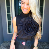 Runway Ready Rose Top - Black