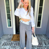 Office Hours Contrast Waistband Trousers