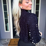 High Society Pearl Sweater - Black