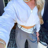 Office Hours Contrast Waistband Trousers